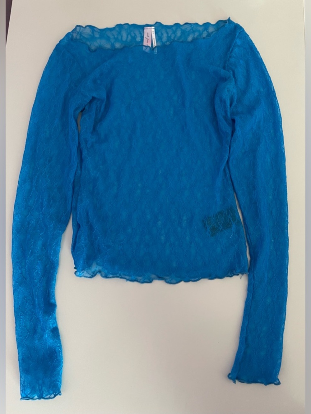 Urban Outfitters Out From Under Blue Sheer Lace Long Sleeve Top